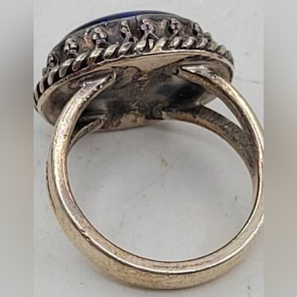 Vintage 925 Sterling Silver Ring Navajo Lapis Lazuli Grace & Gilo  SZ. 6.25 RARE - Picture 13 of 15